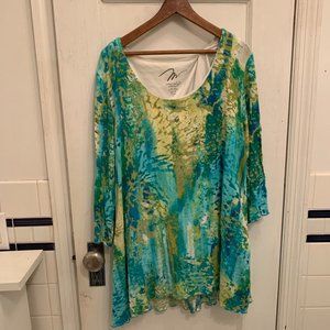 Miracle Body Watercolor Print Tunic Shirt Large